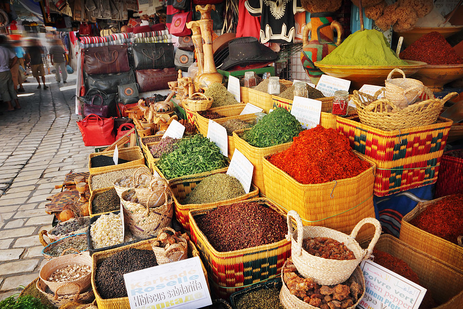 Spices and herbs at a market in Tunisia